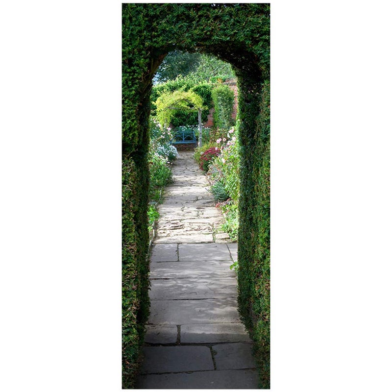 Alwayspon Modern Art GreenDoor 3D Door Sticker, Peel and Stick Removable Vinyl Door Decals for Home Decor, 30.3x78.7(77x200cm), 2 Pcs Set - Image 1